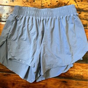 High waisted track shorts built in spandex